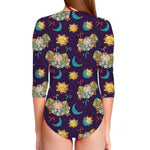 Cute Cartoon Aries Pattern Print Long Sleeve Swimsuit