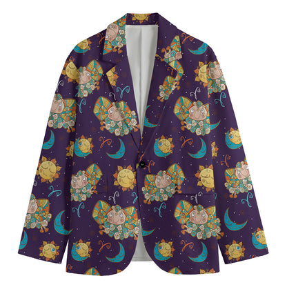 Cute Cartoon Aries Pattern Print Men's Blazer