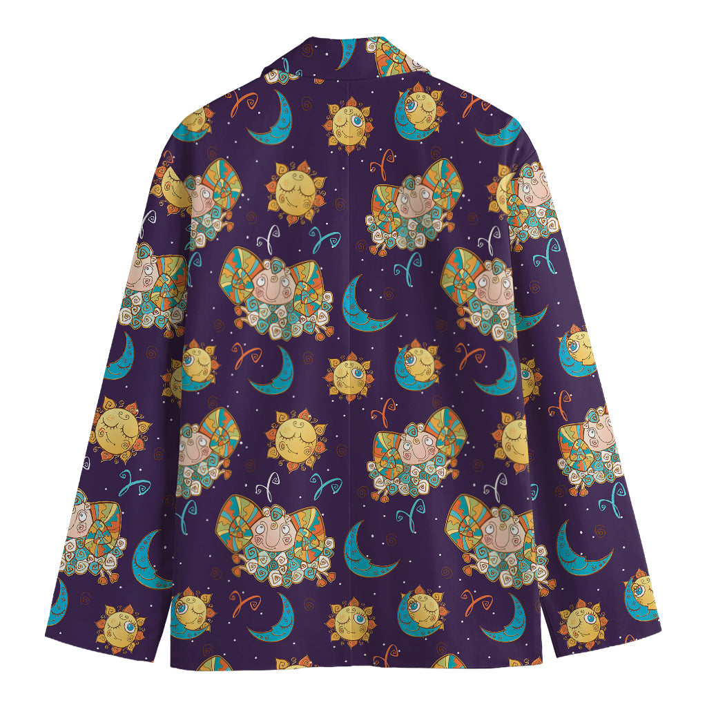 Cute Cartoon Aries Pattern Print Men's Blazer