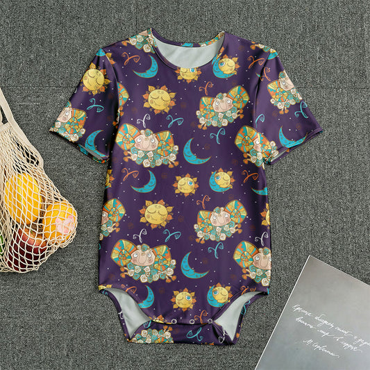 Cute Cartoon Aries Pattern Print Men's Bodysuit