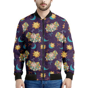 Cute Cartoon Aries Pattern Print Men's Bomber Jacket