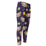 Cute Cartoon Aries Pattern Print Men's Compression Pants