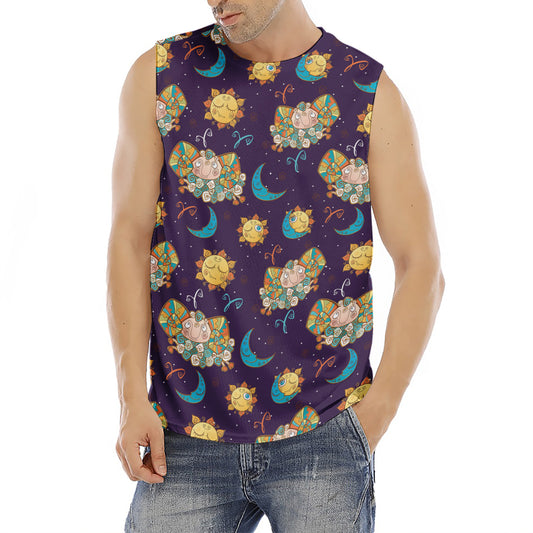 Cute Cartoon Aries Pattern Print Men's Fitness Tank Top