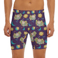Cute Cartoon Aries Pattern Print Men's Long Boxer Briefs