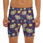 Cute Cartoon Aries Pattern Print Men's Long Boxer Briefs