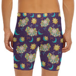 Cute Cartoon Aries Pattern Print Men's Long Boxer Briefs
