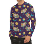 Cute Cartoon Aries Pattern Print Men's Long Sleeve Rash Guard