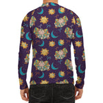 Cute Cartoon Aries Pattern Print Men's Long Sleeve Rash Guard