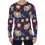 Cute Cartoon Aries Pattern Print Men's Long Sleeve T-Shirt