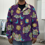 Cute Cartoon Aries Pattern Print Men's Shirt Jacket