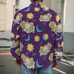Cute Cartoon Aries Pattern Print Men's Shirt Jacket