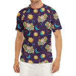 Cute Cartoon Aries Pattern Print Men's Short Sleeve Rash Guard