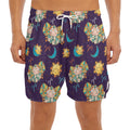 Cute Cartoon Aries Pattern Print Men's Split Running Shorts