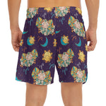 Cute Cartoon Aries Pattern Print Men's Split Running Shorts