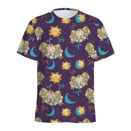 Cute Cartoon Aries Pattern Print Men's Sports T-Shirt