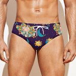Cute Cartoon Aries Pattern Print Men's Swim Briefs