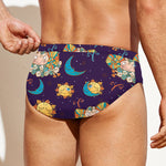 Cute Cartoon Aries Pattern Print Men's Swim Briefs