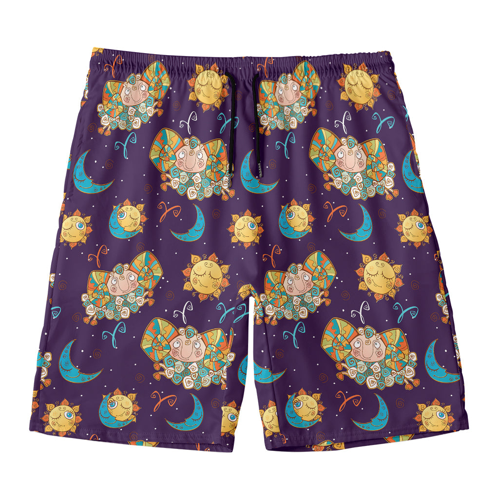 Cute Cartoon Aries Pattern Print Men's Swim Trunks