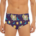 Cute Cartoon Aries Pattern Print Men's Triangle Swim Briefs