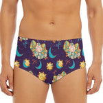 Cute Cartoon Aries Pattern Print Men's Triangle Swim Briefs