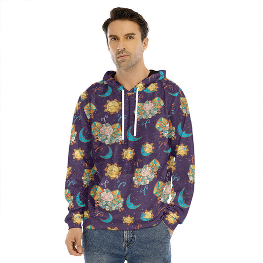 Cute Cartoon Aries Pattern Print Men's Velvet Pullover Hoodie