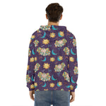 Cute Cartoon Aries Pattern Print Men's Velvet Pullover Hoodie