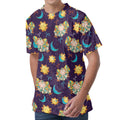 Cute Cartoon Aries Pattern Print Men's Velvet T-Shirt