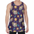 Cute Cartoon Aries Pattern Print Men's Velvet Tank Top