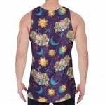 Cute Cartoon Aries Pattern Print Men's Velvet Tank Top