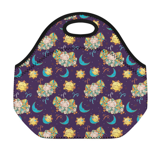 Cute Cartoon Aries Pattern Print Neoprene Lunch Bag