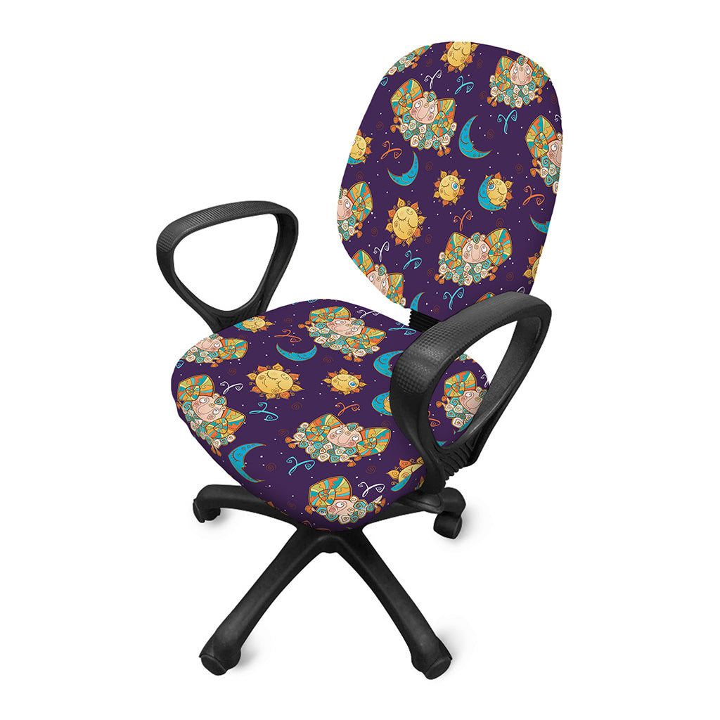 Cute Cartoon Aries Pattern Print Office Chair Cover