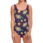 Cute Cartoon Aries Pattern Print One Piece Swimsuit