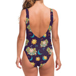 Cute Cartoon Aries Pattern Print One Piece Swimsuit