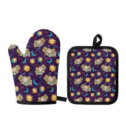 Cute Cartoon Aries Pattern Print Oven Mitt And Pot Holder Set