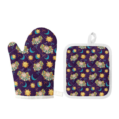 Cute Cartoon Aries Pattern Print Oven Mitt And Pot Holder Set