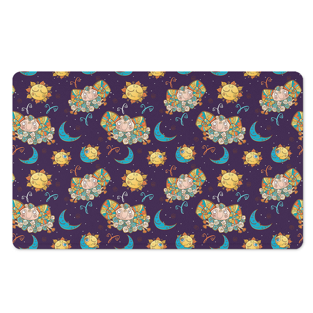 Cute Cartoon Aries Pattern Print Polyester Doormat