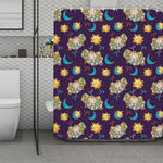 Cute Cartoon Aries Pattern Print Polyester Shower Curtain