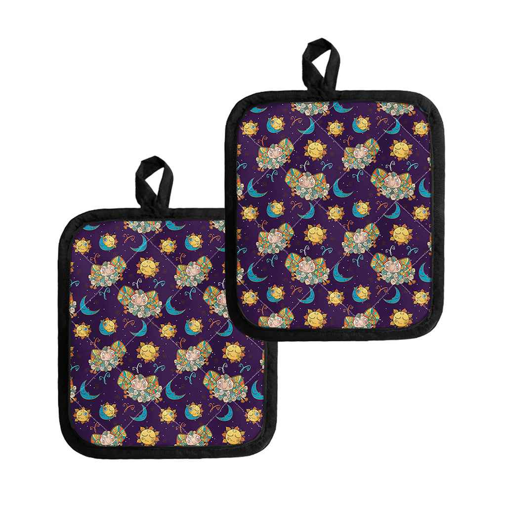 Cute Cartoon Aries Pattern Print Pot Holders