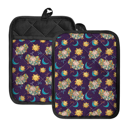 Cute Cartoon Aries Pattern Print Pot Holders With Pocket