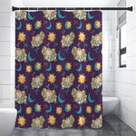 Cute Cartoon Aries Pattern Print Premium Shower Curtain