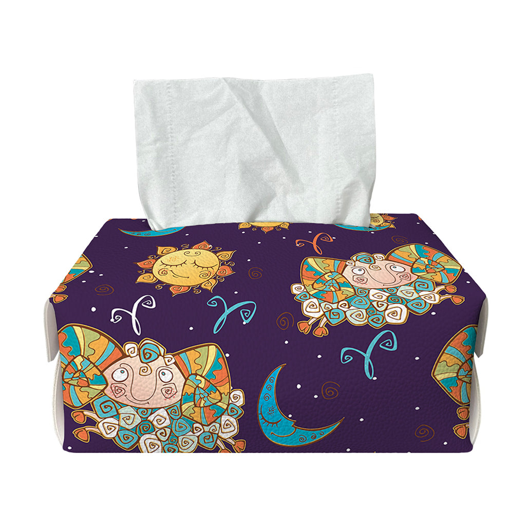 Cute Cartoon Aries Pattern Print Rectangle Tissue Box Cover