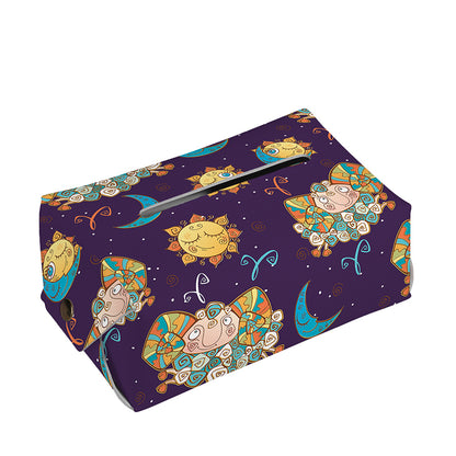 Cute Cartoon Aries Pattern Print Rectangle Tissue Box Cover