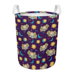 Cute Cartoon Aries Pattern Print Round Laundry Basket