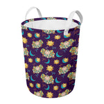 Cute Cartoon Aries Pattern Print Round Laundry Basket