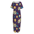 Cute Cartoon Aries Pattern Print Short Sleeve Long Nightdress