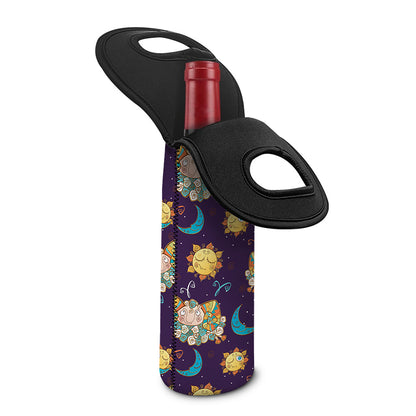 Cute Cartoon Aries Pattern Print Single Neoprene Wine Tote