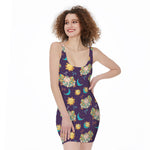 Cute Cartoon Aries Pattern Print Sleeveless Bodycon Dress