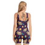 Cute Cartoon Aries Pattern Print Sleeveless One Piece Swimsuit