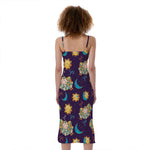 Cute Cartoon Aries Pattern Print Slim Fit Midi Cami Dress