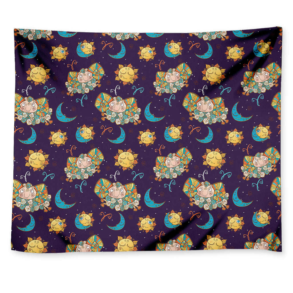 Cute Cartoon Aries Pattern Print Tapestry